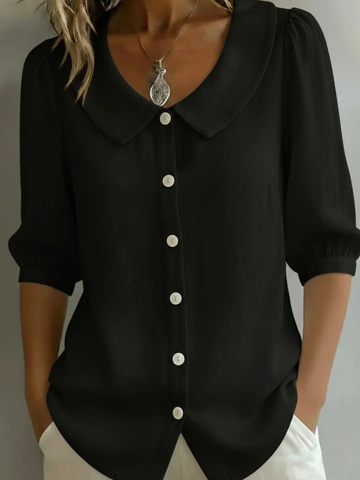 New Arrivals🔥 Women's Retro Peter Pan Collar Cotton Linen Shirt