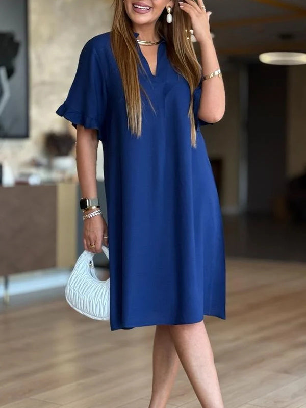 NEW🔥 V Neck Ruffle Sleeve Casual Dress