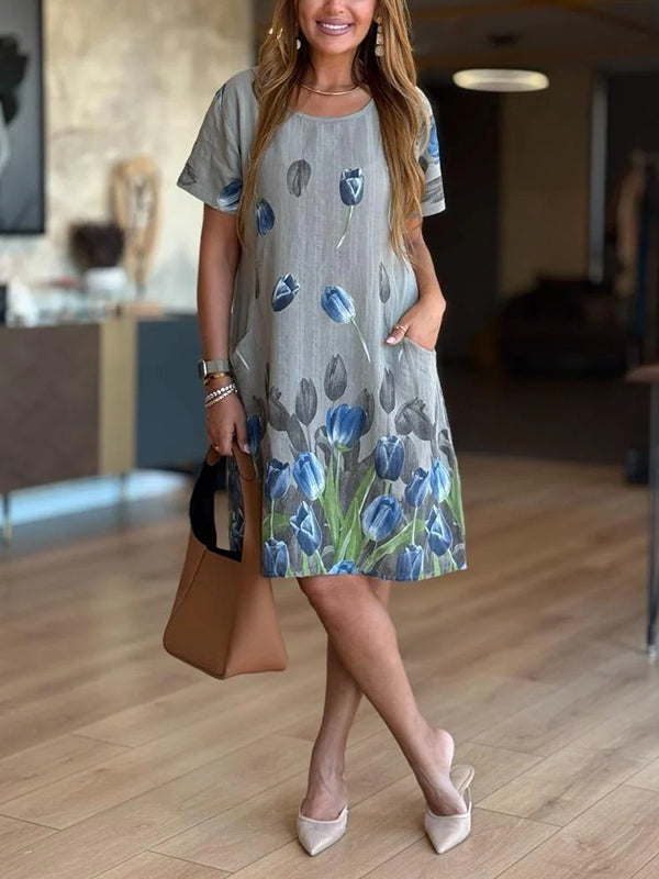 NEW🔥 Tulip Print Pocket Dress