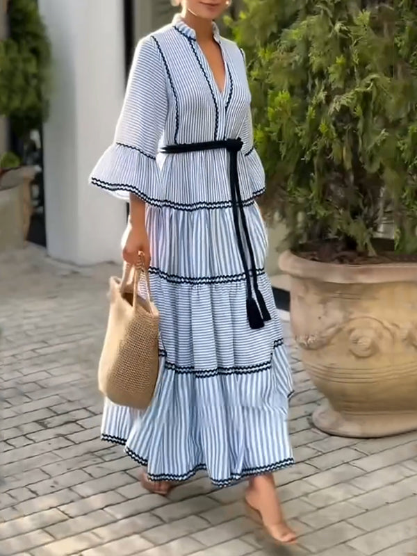 CLEARANCE🔥 Striped Flared Sleeve Dress