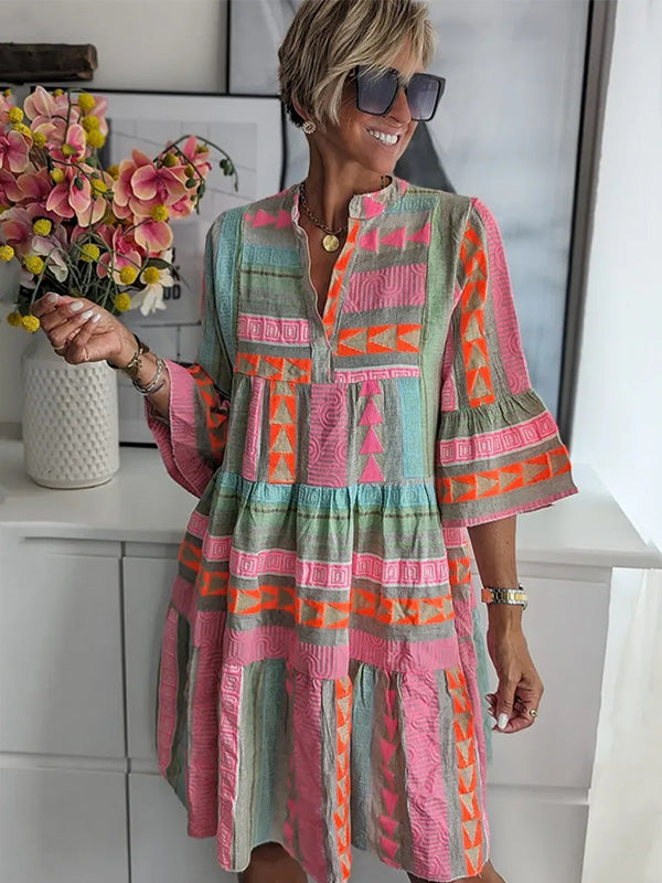 CLEARANCE🔥 Cotton Linen Elegant Printed Dress