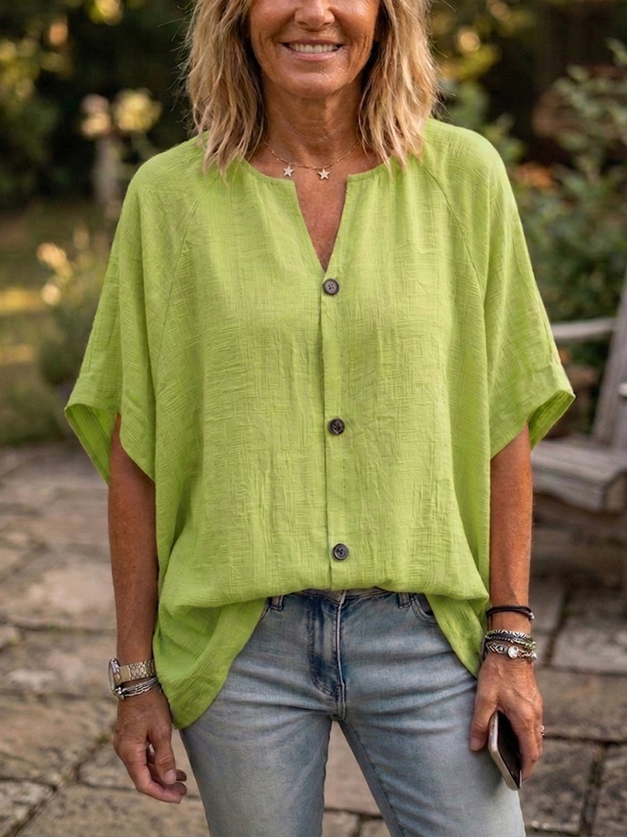 New Arrivals🔥 Women's Peter Pan Collar Cotton-Linen Blouse with Batwing Sleeves