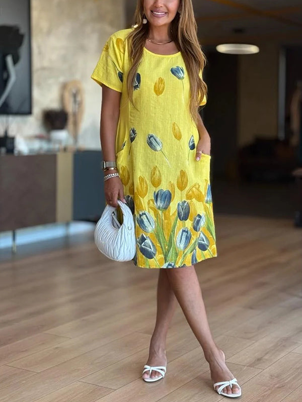 NEW🔥 Tulip Print Pocket Dress