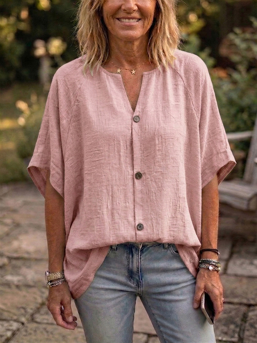 New Arrivals🔥 Women's Peter Pan Collar Cotton-Linen Blouse with Batwing Sleeves