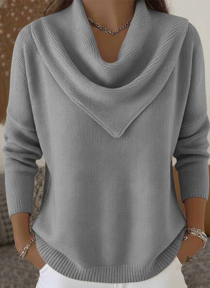CLEARANCE SALE🔥 Elegant Retro Soft Triangle Neck Solid Color Sweater Top