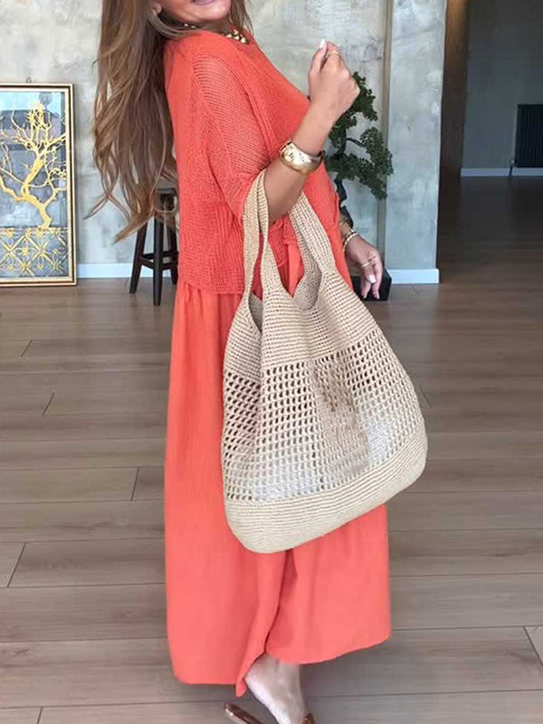 CLEARANCE🔥 Round Neck Knitted Cardigan Vest Dress Two Piece Set