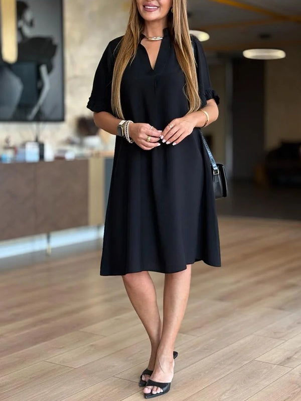 NEW🔥 V Neck Ruffle Sleeve Casual Dress