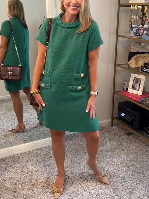 NEW🔥 Round Neck Tweed Dress
