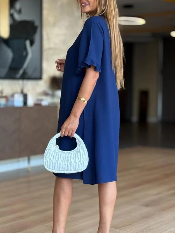 NEW🔥 V Neck Ruffle Sleeve Casual Dress