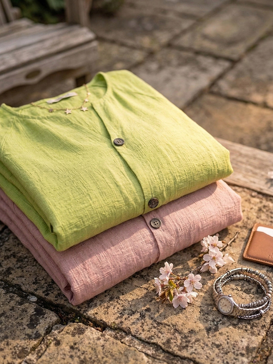 New Arrivals🔥 Women's Peter Pan Collar Cotton-Linen Blouse with Batwing Sleeves