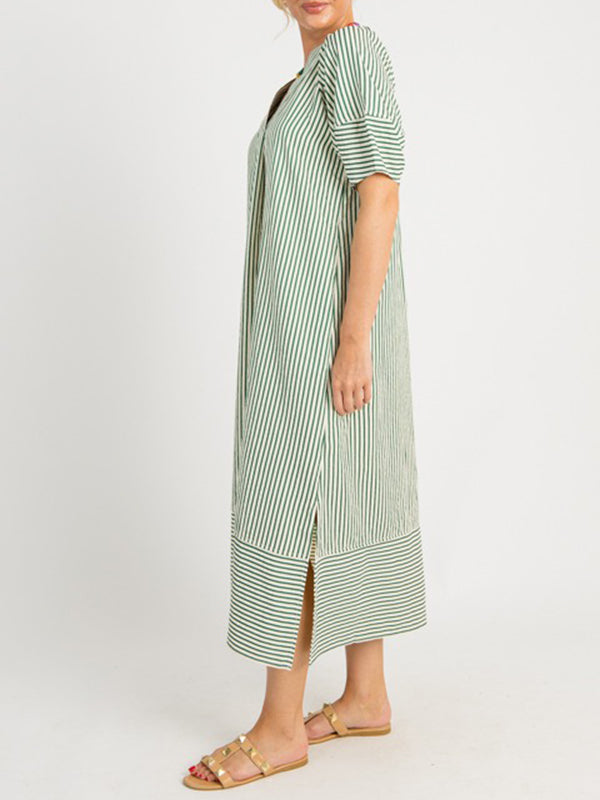 NEW🔥 V Neck Stripe Maxi Dress