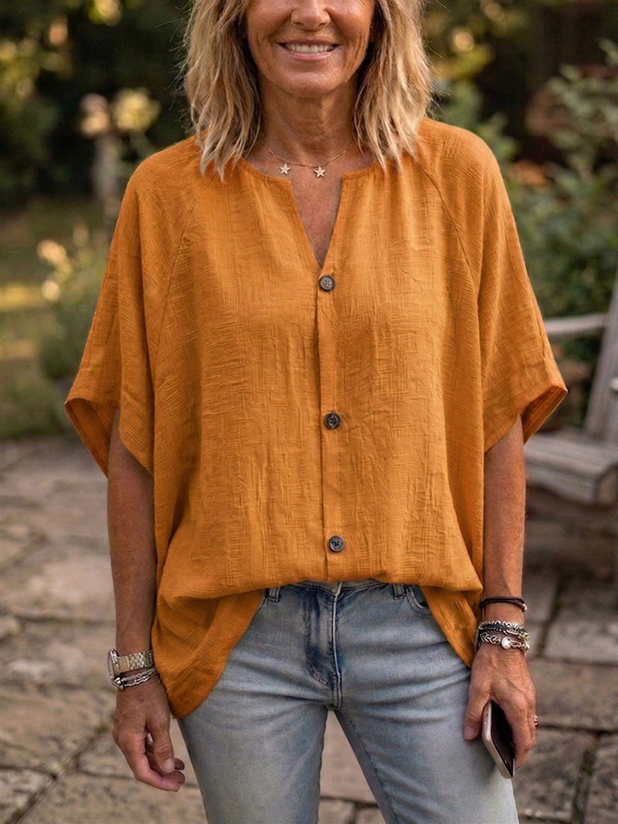 New Arrivals🔥 Women's Peter Pan Collar Cotton-Linen Blouse with Batwing Sleeves