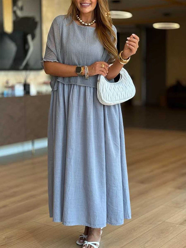 CLEARANCE🔥 Round Neck Knitted Cardigan Vest Dress Two Piece Set