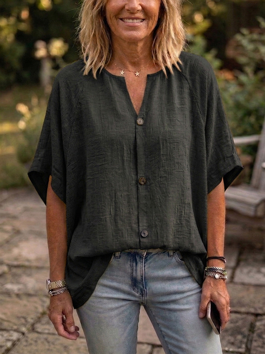 New Arrivals🔥 Women's Peter Pan Collar Cotton-Linen Blouse with Batwing Sleeves