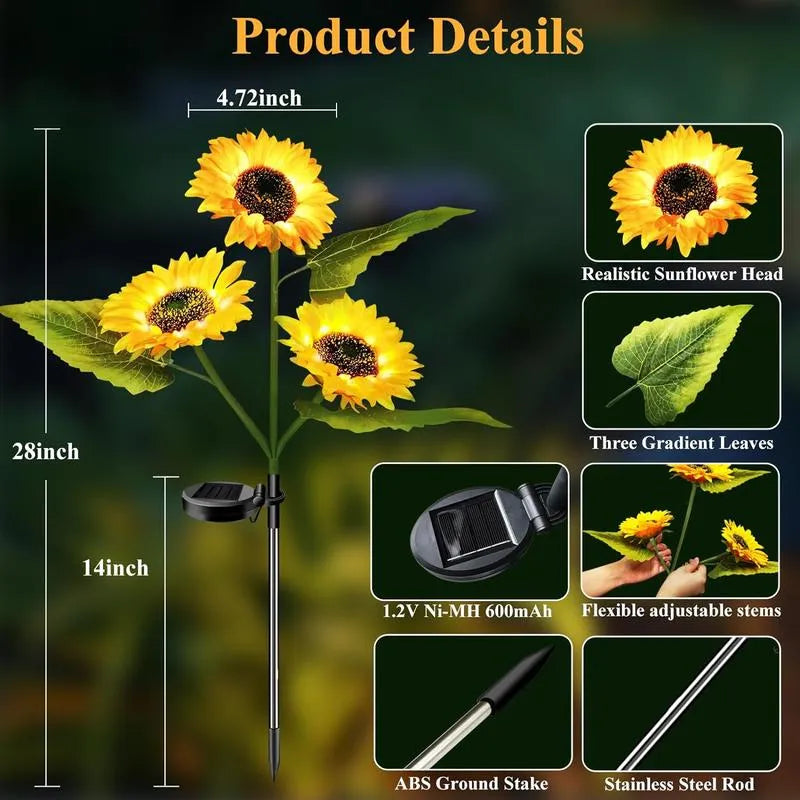 🌻母亲节特惠🌞太阳能LED向日葵花园灯-29.6英寸/74厘米