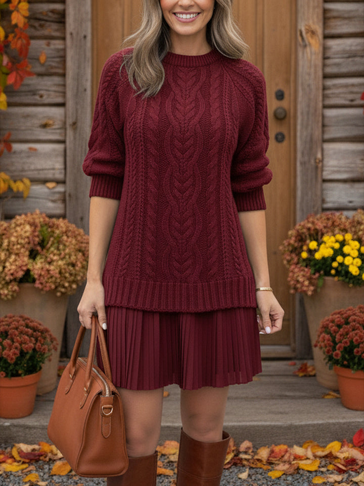 NEW🔥 Round Neck Ribbed Wool Knit Dress