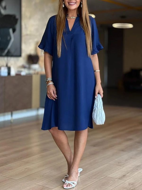 NEW🔥 V Neck Ruffle Sleeve Casual Dress