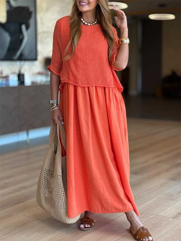 CLEARANCE🔥 Round Neck Knitted Cardigan Vest Dress Two Piece Set
