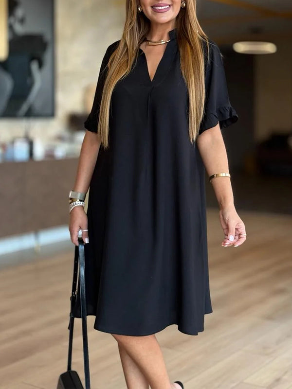 NEW🔥 V Neck Ruffle Sleeve Casual Dress