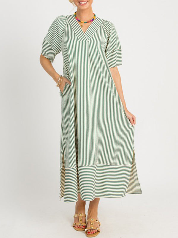 NEW🔥 V Neck Stripe Maxi Dress