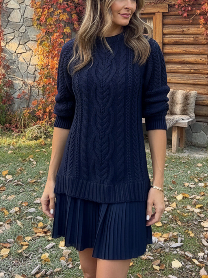 NEW🔥 Round Neck Ribbed Wool Knit Dress