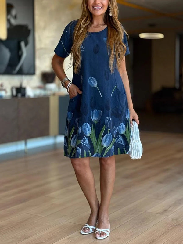 NEW🔥 Tulip Print Pocket Dress