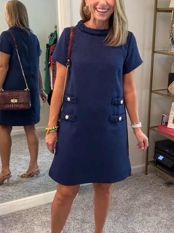 NEW🔥 Round Neck Tweed Dress