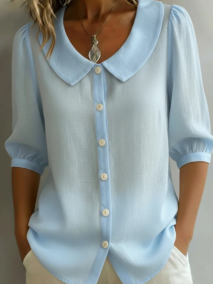 New Arrivals🔥 Women's Retro Peter Pan Collar Cotton Linen Shirt