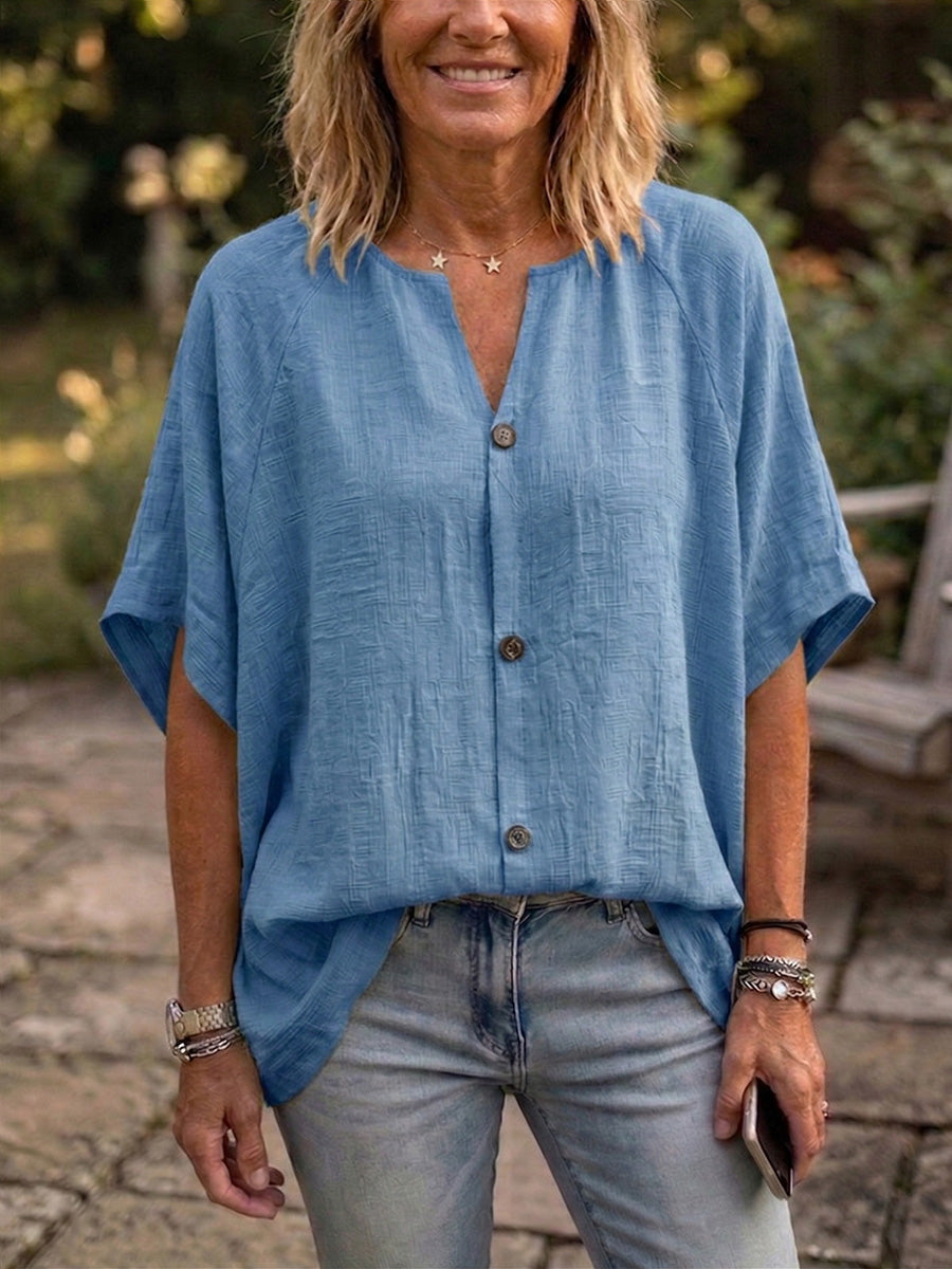 New Arrivals🔥 Women's Peter Pan Collar Cotton-Linen Blouse with Batwing Sleeves