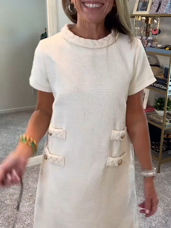NEW🔥 Round Neck Tweed Dress