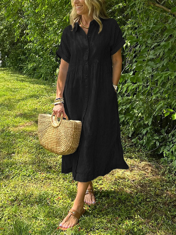 CLEARANCE🔥 Striped Lapel Button Down Shirt Dress