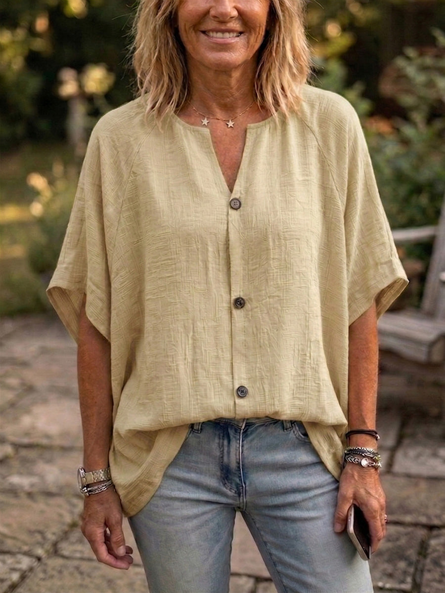 New Arrivals🔥 Women's Peter Pan Collar Cotton-Linen Blouse with Batwing Sleeves