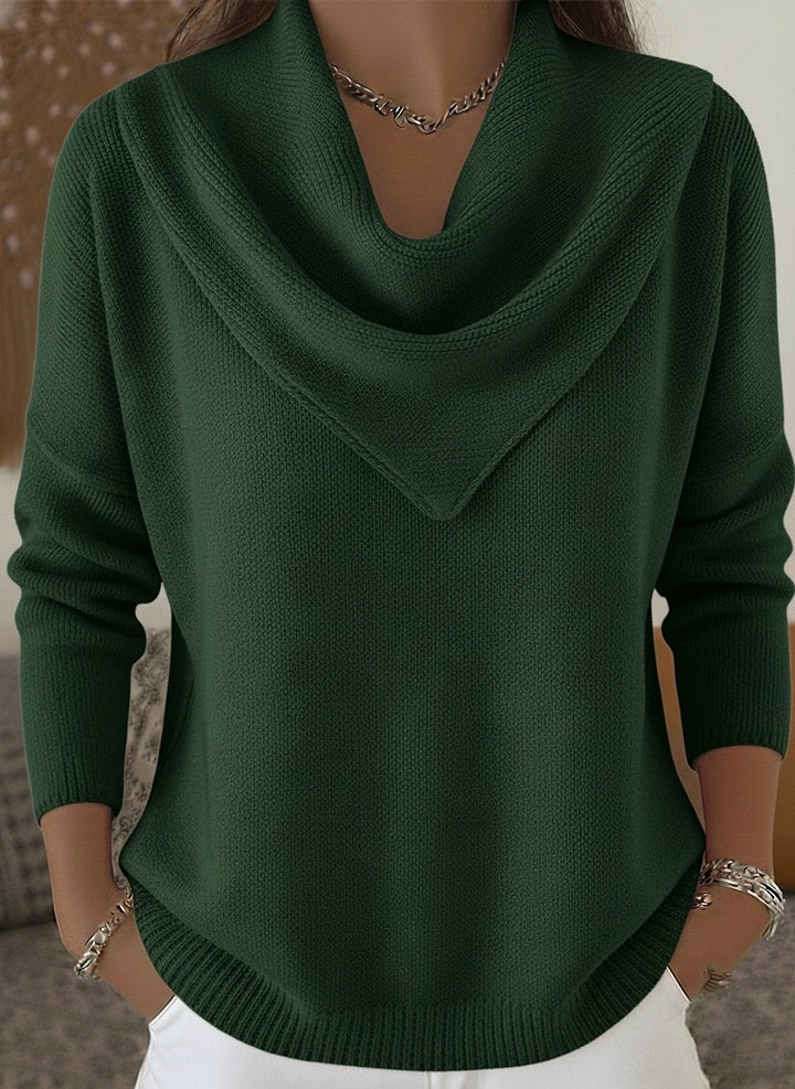 CLEARANCE SALE🔥 Elegant Retro Soft Triangle Neck Solid Color Sweater Top