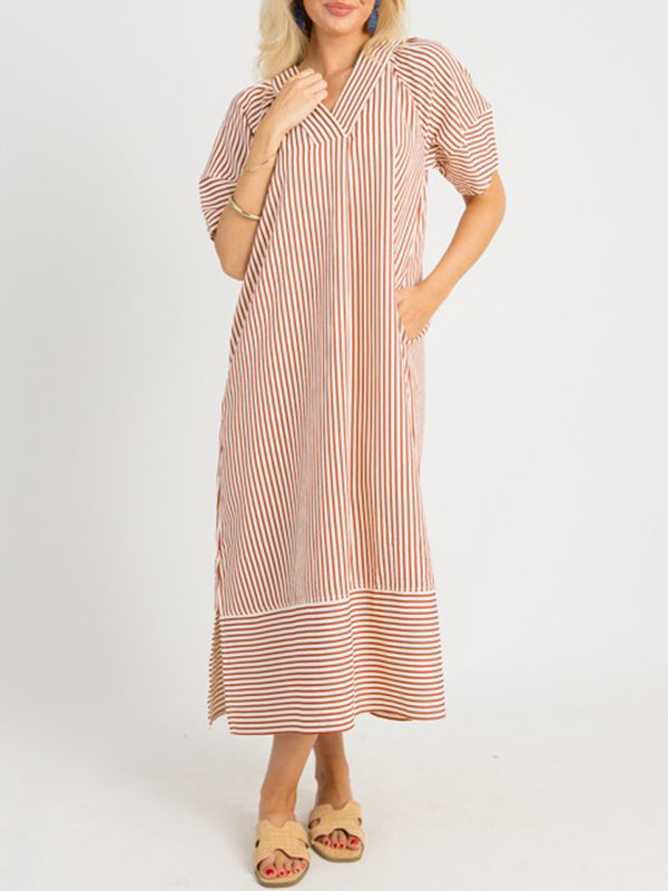 NEW🔥 V Neck Stripe Maxi Dress