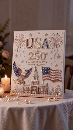 🔥最后一天五折优惠 - 🇺🇸 美国250周年DIY珍珠画套件✨❤️‍🔥