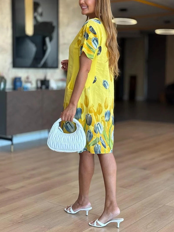 NEW🔥 Tulip Print Pocket Dress