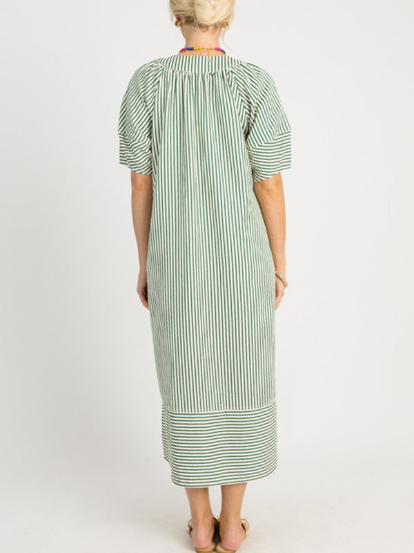NEW🔥 V Neck Stripe Maxi Dress