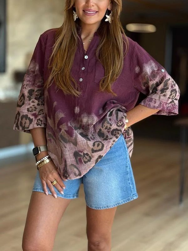 CLEARANCE SALE🔥 Linen Leopard Print Pocket Shirt