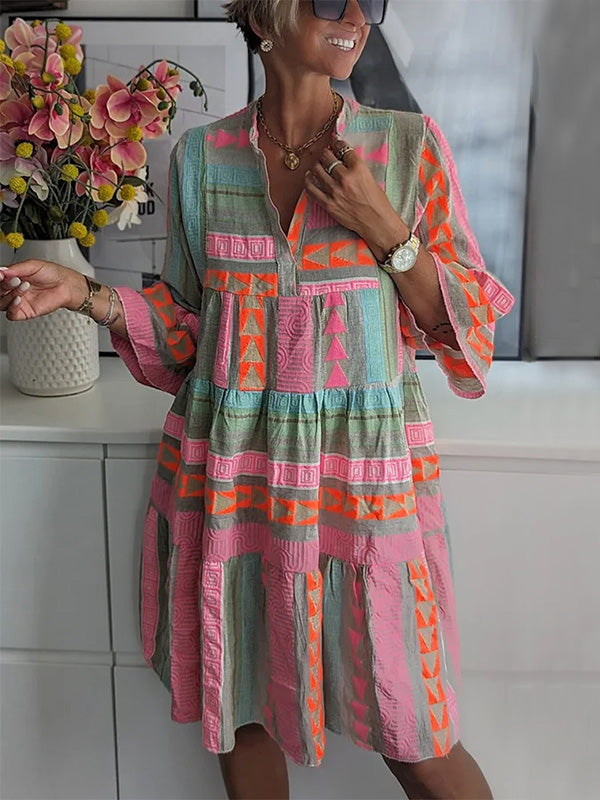 CLEARANCE🔥 Cotton Linen Elegant Printed Dress