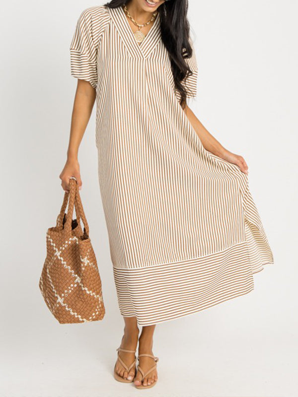 NEW🔥 V Neck Stripe Maxi Dress