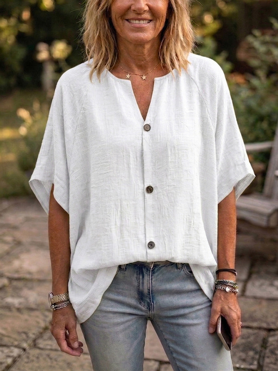 New Arrivals🔥 Women's Peter Pan Collar Cotton-Linen Blouse with Batwing Sleeves