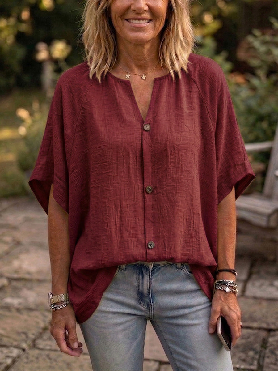 New Arrivals🔥 Women's Peter Pan Collar Cotton-Linen Blouse with Batwing Sleeves