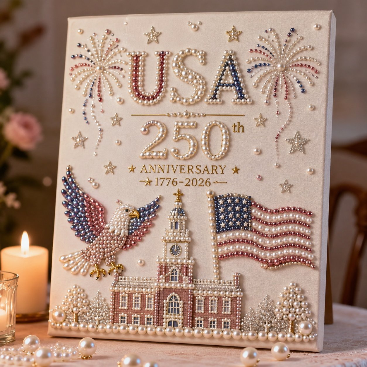 🔥最后一天五折优惠 - 🇺🇸 美国250周年DIY珍珠画套件✨❤️‍🔥