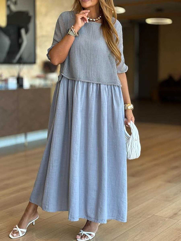 CLEARANCE🔥 Round Neck Knitted Cardigan Vest Dress Two Piece Set