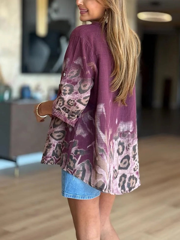 CLEARANCE SALE🔥 Linen Leopard Print Pocket Shirt