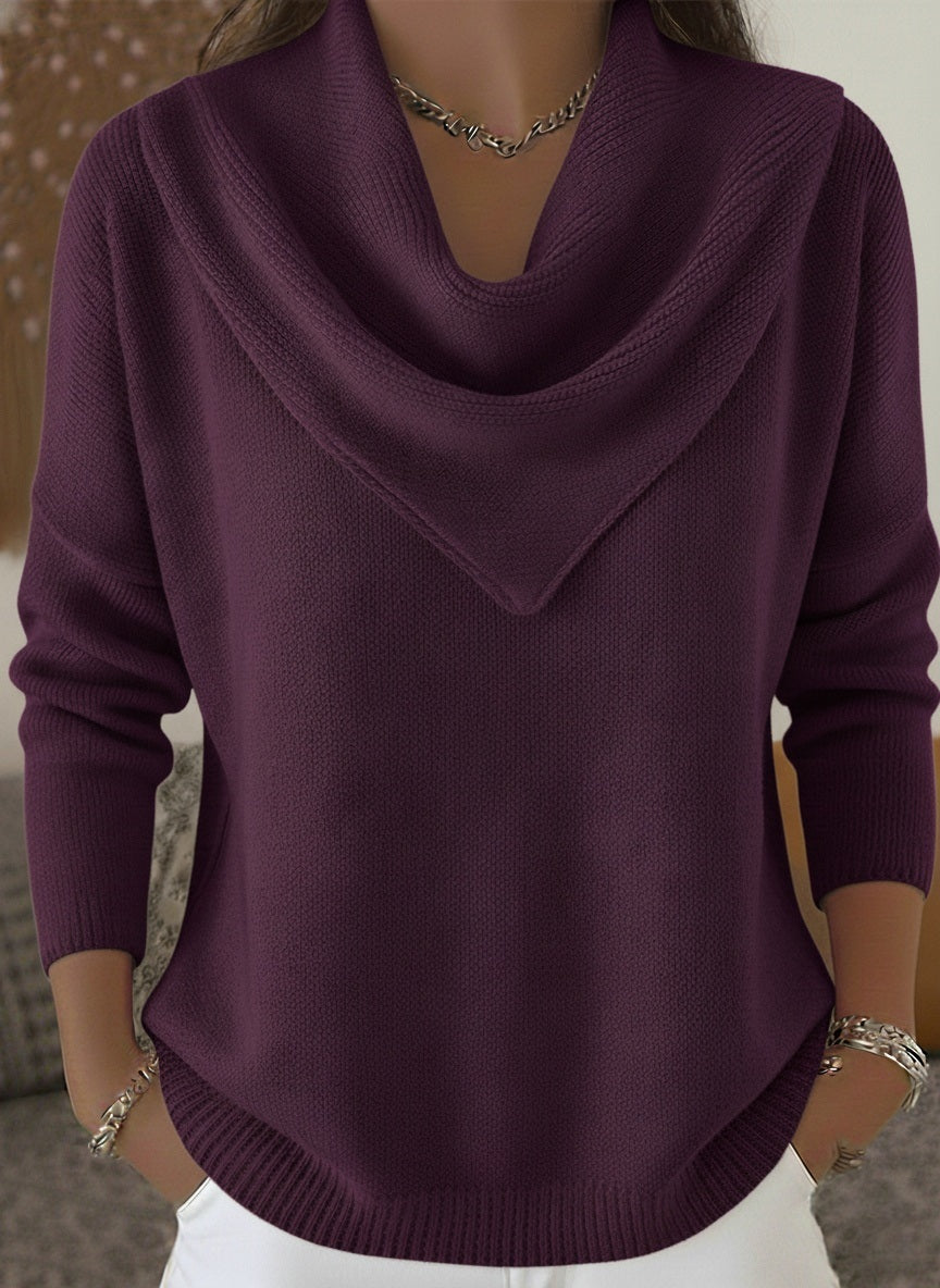 CLEARANCE SALE🔥 Elegant Retro Soft Triangle Neck Solid Color Sweater Top